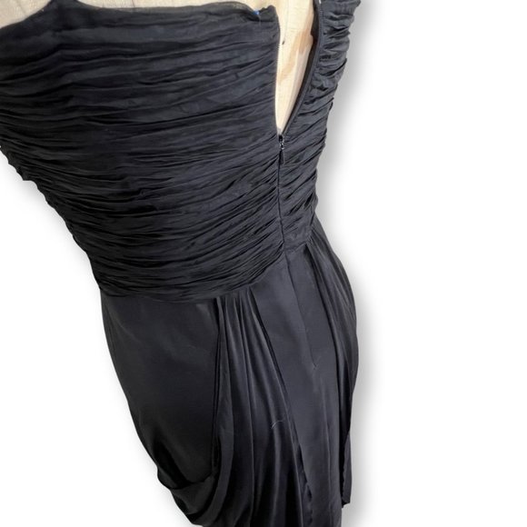 [[ SAJA ]] Elegant, Layered Drape Black Silk Maxi Dress :: 8 - Picture 12 of 15